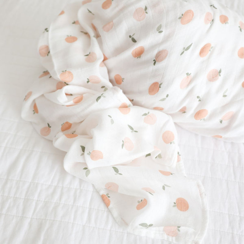 Lulujo: Muslin Cotton Swaddle - Peaches