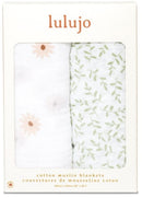 Lulujo: Cotton Swaddles - Daisy & Greenery (2 Pack)