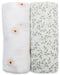 Lulujo: Cotton Swaddles - Daisy & Greenery (2 Pack)