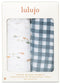 Lulujo: Cotton Swaddles - Fish & Navy Gingham (2 Pack)