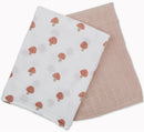 Lulujo: Cotton Swaddles - Mushroom & Sand (2 Pack)