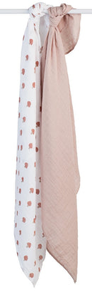 Lulujo: Cotton Swaddles - Mushroom & Sand (2 Pack)