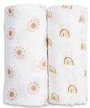 Lulujo: Cotton Swaddles - Rainbow & Suns (2 Pack)