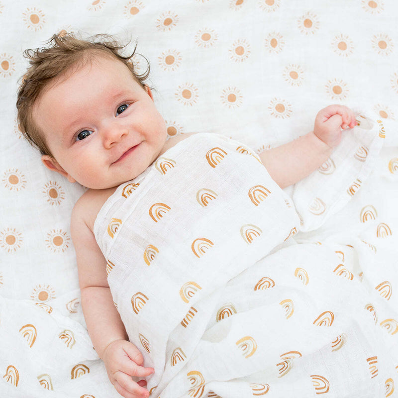 Lulujo: Cotton Swaddles - Rainbow & Suns (2 Pack)