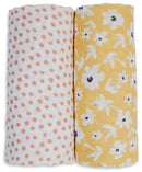 Lulujo: Cotton Swaddles - Wildflowers & Dots (2 Pack)