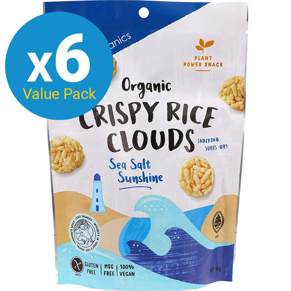 Ceres Organic Crispy Rice Clouds, Sea Salt 50g (6 Pack)