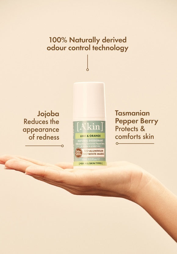 A'Kin: Lime & Orange Roll On Deodorant (65ml)