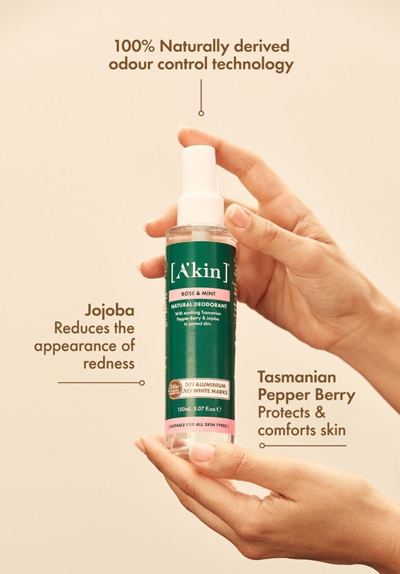 A'Kin: Rose & Mint Spray Deodorant (150ml)