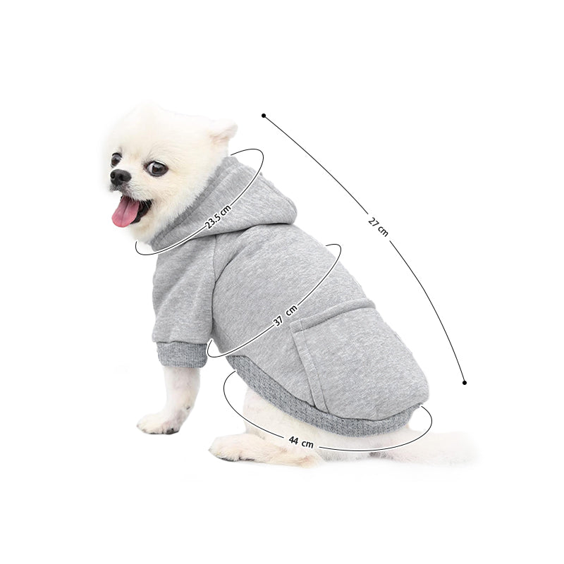 PETSWOL Dog Hoodie with Pocket - Grey, Small