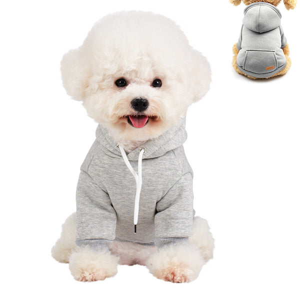 PETSWOL Dog Hoodie with Pocket - Grey, Small