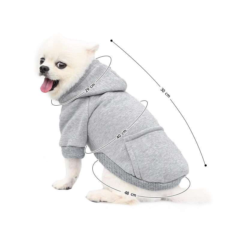 PETSWOL Dog Hoodie with Pocket - Grey, Medium