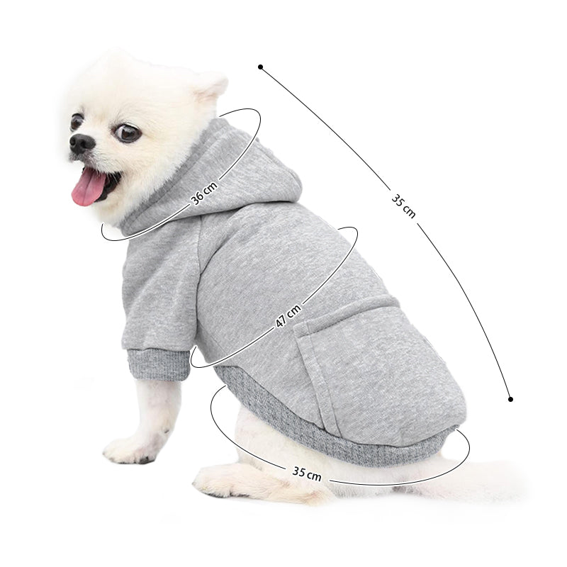 PETSWOL Dog Hoodie with Pocket - Grey, Large