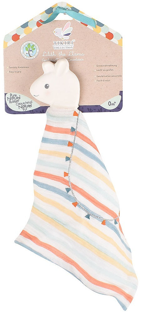 Tikiri: Comforter with Rubber Head Teether - Lilith the Llama