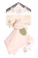 Tikiri: Muslin Comforter with Rubber Leaf Teether - Hippo