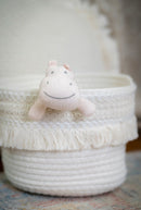 Tikiri: Muslin Comforter with Rubber Leaf Teether - Hippo