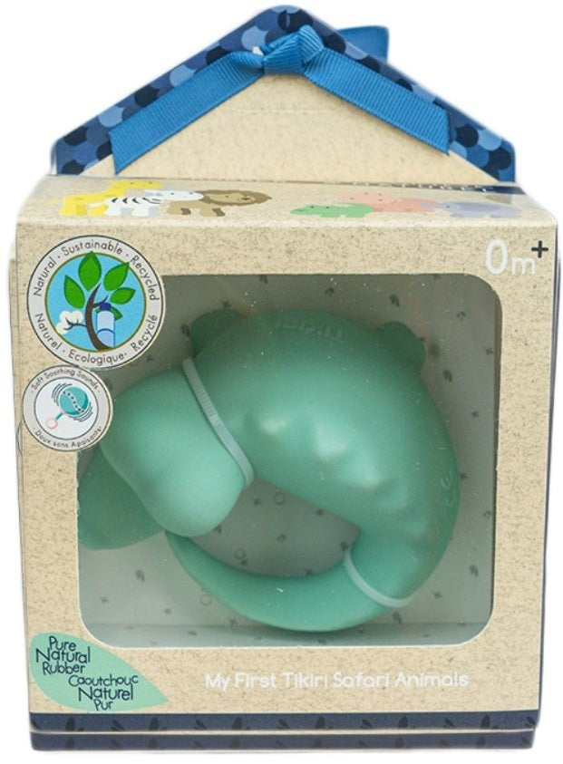 Tikiri: My 1st Tikiri Safari Natural Rubber Baby Rattle & Bath Toy - Crocodile (Gift Boxed)