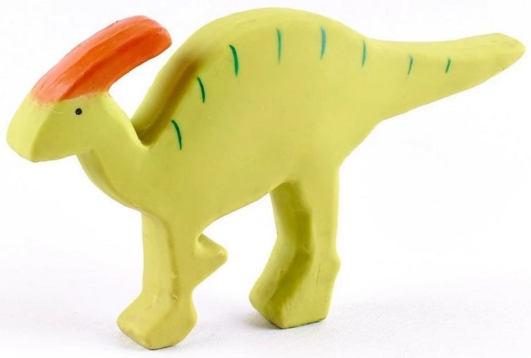 Tikiri: Natural Rubber Rattle & Bath Toy - Baby Parasaurolophus