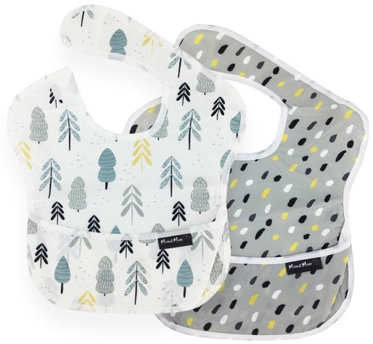 Mum 2 Mum: Waterproof Bibs 2 Pack - Trees/Brushstrokes (Birth - 3 Years)