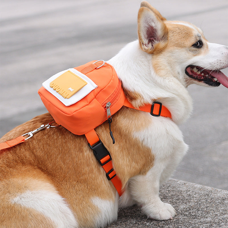 Dog Backpack Harness with D-Ring - Orange