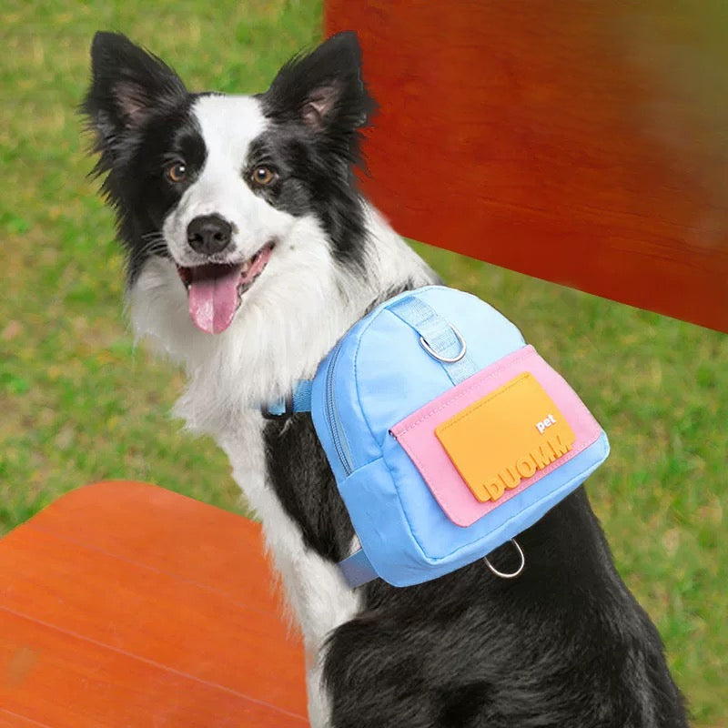 Dog Backpack Harness with D-Ring - Blue