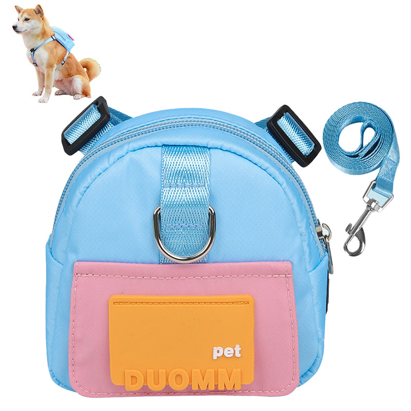 Dog Backpack Harness with D-Ring - Blue