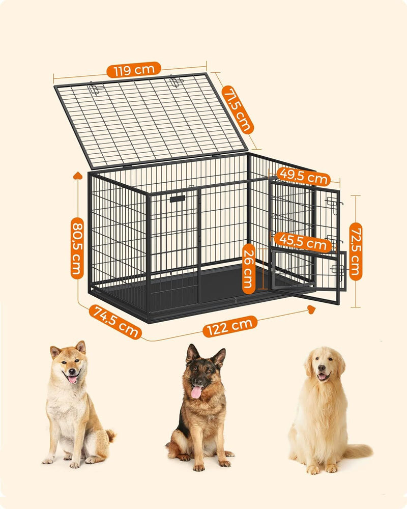 Feandrea Heavy-Duty Dog Crate with Metal Frame for Medium and Large Dogs