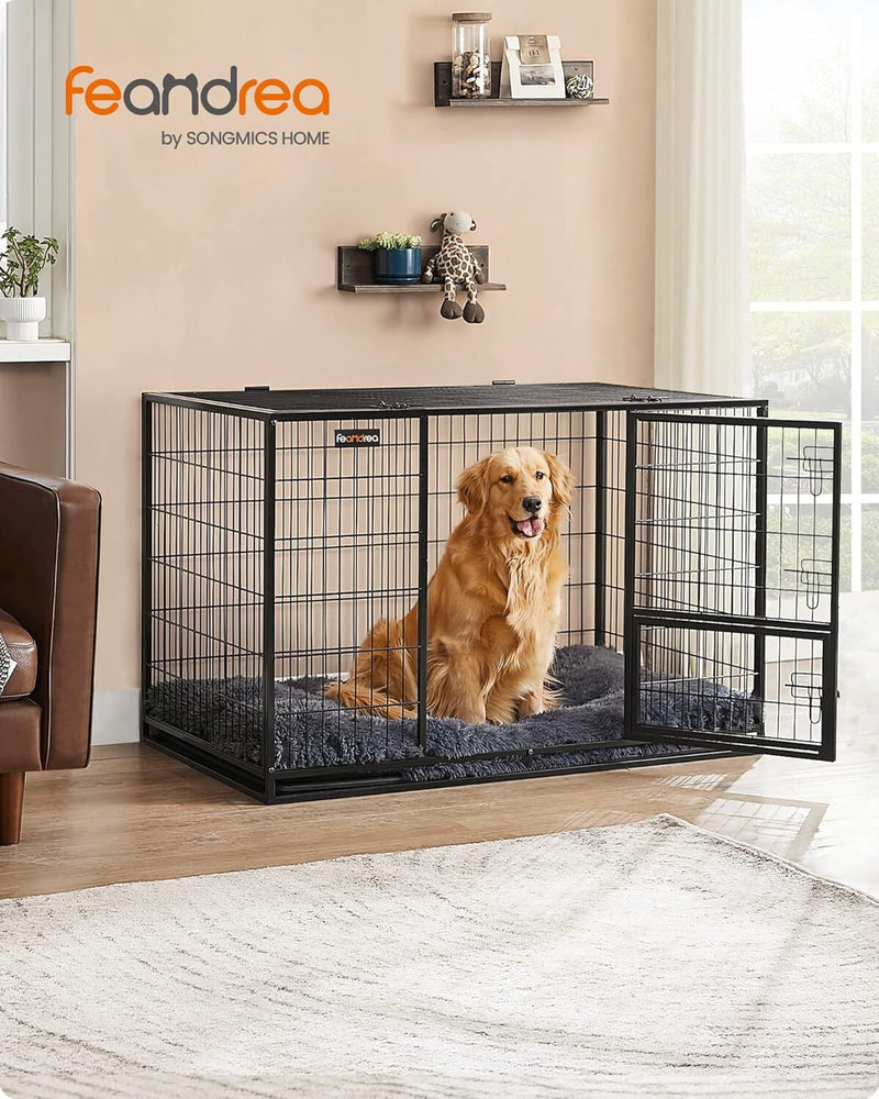 Feandrea Heavy-Duty Dog Crate with Metal Frame for Medium and Large Dogs