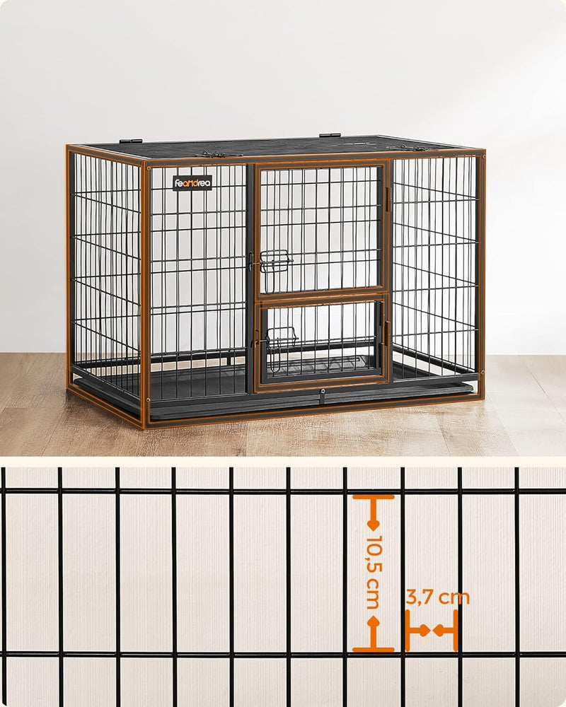 Feandrea Heavy-Duty Dog Crate with Metal Frame for Medium and Large Dogs