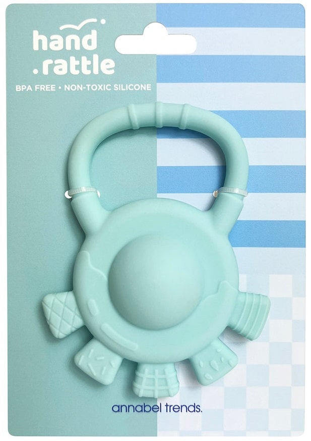 Annabel Trends: Silicone Hand Rattle - Aqua