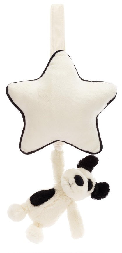 Jellycat: Bashful Puppy Musical Pull - Black and Cream