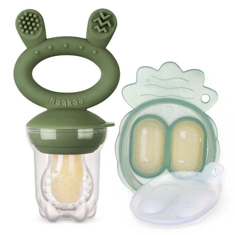 Haakaa: Fresh Food Feeder with Mini Nibble Tray - Olive Green