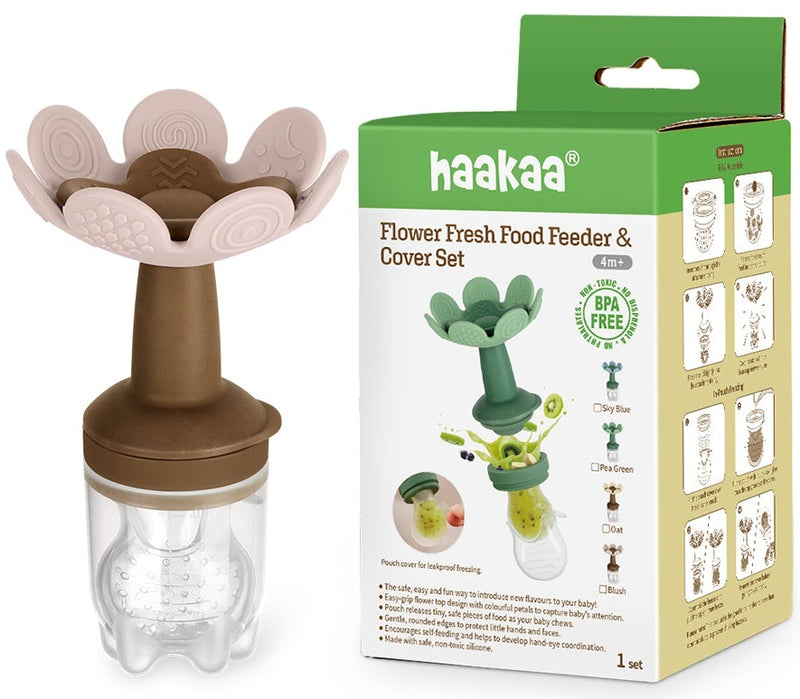 Haakaa: Flower Fresh Food Feeder & Cover Set - Blush