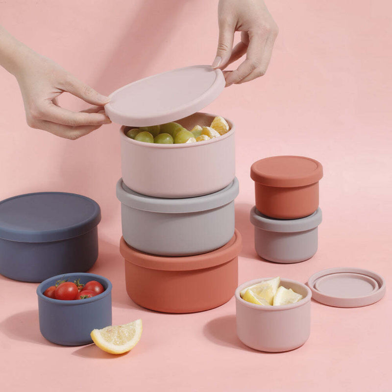 Haakaa: Round Silicone Food Container Set - Blush