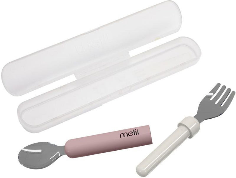 Melii: Detachable Spoon & Fork - Pink + Ivory