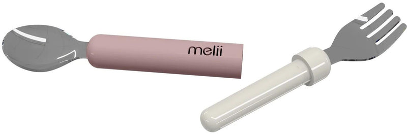 Melii: Detachable Spoon & Fork - Pink + Ivory