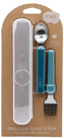 Melii: Detachable Spoon & Fork - Blue + Beige