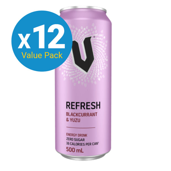 V Energy Refresh Sugar Free Can - Blackcurrant Yuzu (500ml) (12 Pack)