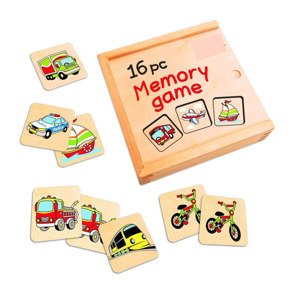 Fun Factory: Wooden Transport Memory Game (16pc Set)