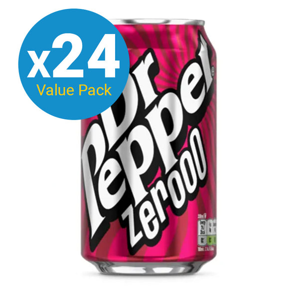 Dr Pepper Zero Soft Drink Cans - 330ml (24 Pack)