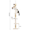 Zoomies Cat Tower 5 Tier Floor Standing Cat Tree - Adjustable Height (240-260cm) - Beige