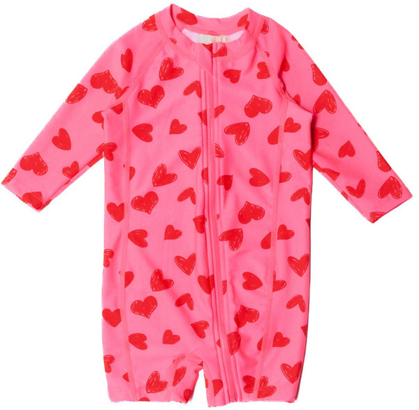 Nestling: Shortie Swimmers - Pink Hearts (6-12 months)