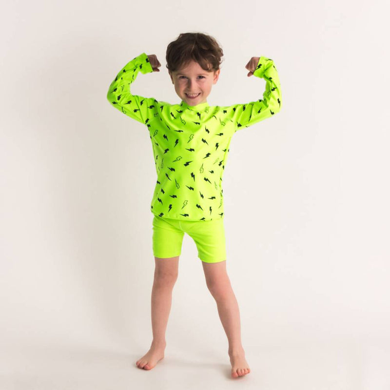 Nestling: Swim Rash Vest - Green Bolts (1-2 years)