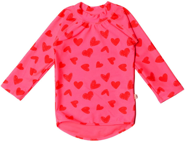 Nestling: Swim Rash Vest - Pink Hearts (3-4 years)