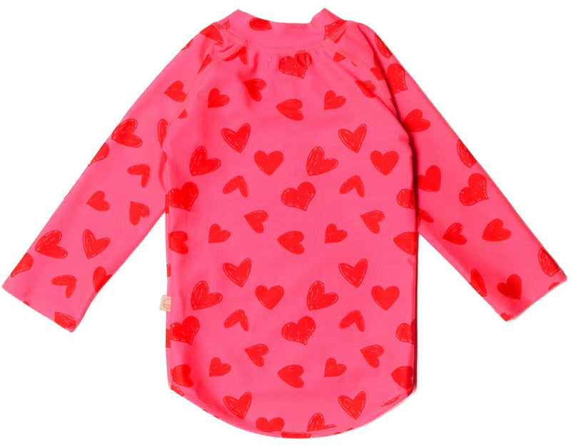 Nestling: Swim Rash Vest - Pink Hearts (1-2 years)