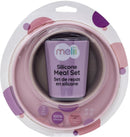 Melii: 3 Piece Silicone Feeding Set - Pink + Purple + Grey