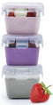 Melii: Glass Containers with Sleeve - Pink + Purple + Grey (3pc Set)