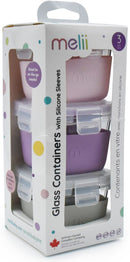 Melii: Glass Containers with Sleeve - Pink + Purple + Grey (3pc Set)