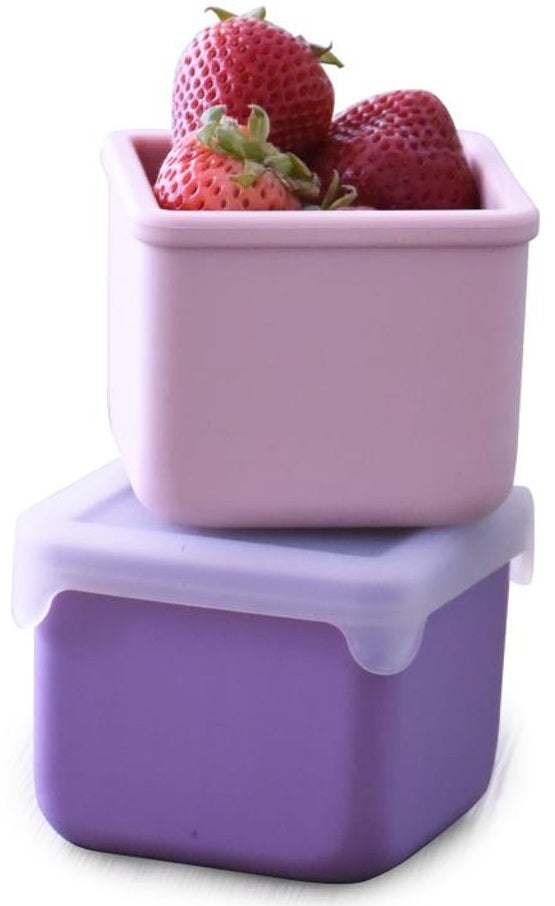 Melii: Silicone Snack Container 2 Pack - Pink + Purple