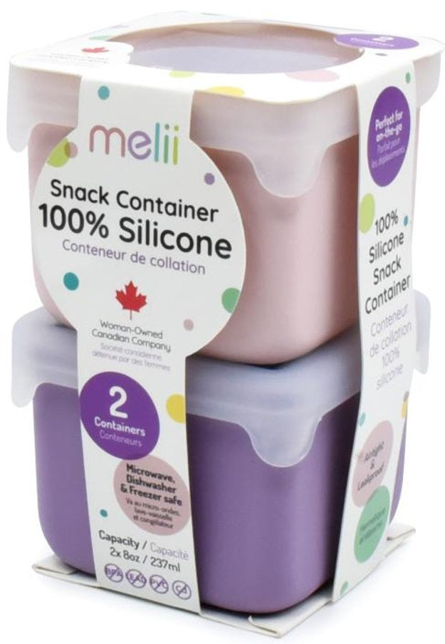 Melii: Silicone Snack Container 2 Pack - Pink + Purple