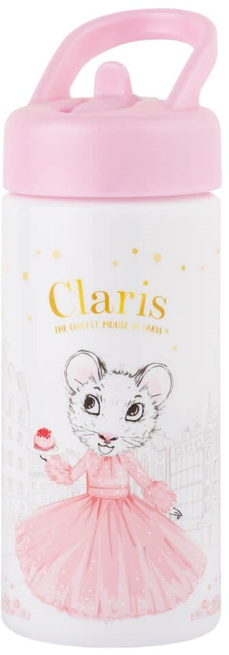 Claris: Pink Drink Bottle with Straw (410ml)